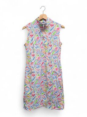 Ibkul Women’s Leaf Print Sleeveless Golf Dress Small Multicolor NWOT